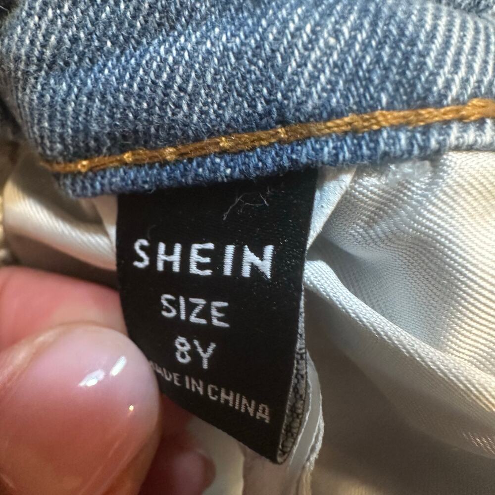 Shein Little Girls Jeans sz 8  Graffiti Jeans Wide Leg jeans - Picture 5 of 5